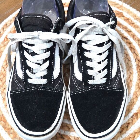 Vans Old Skool Platform Black and White Suede Sneakers, Size 8W/6.5M - Picture 3 of 9